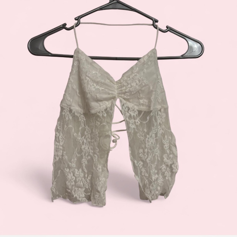 SHEIN Lace Bandeau in Light Blue